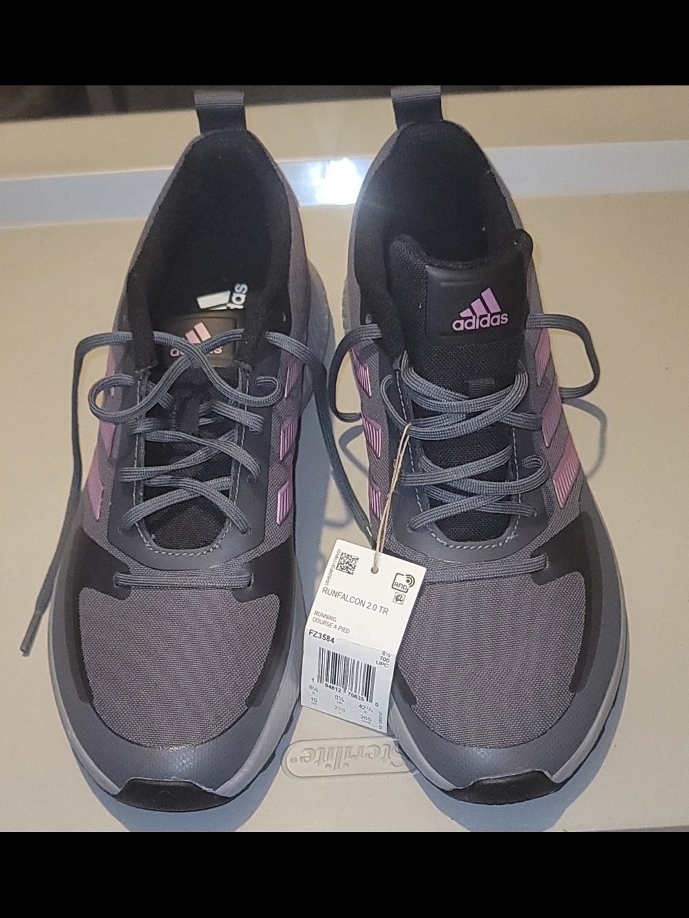 Adidas Women’s Runfalcon 2.0 Grey & Pink Running Sneakers Size 10 NWT